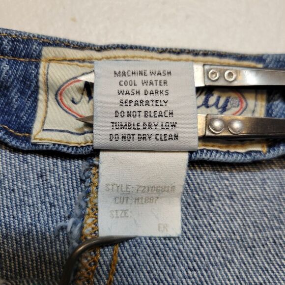 Not Guilty Vintage 90s Denim and Green Plaid Mini Skort Shorts + Skirt Grunge - Picture 12 of 13